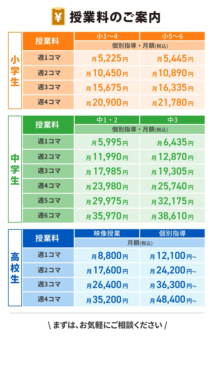 授業料のご案内（SP）